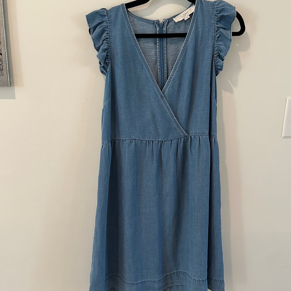 Loft denim crossover dress
